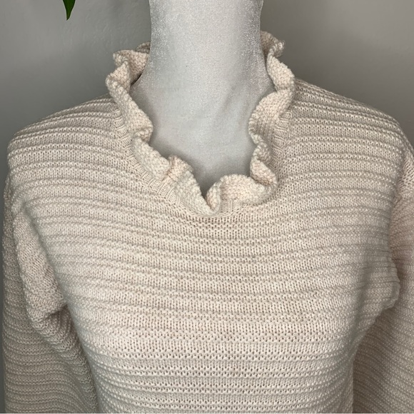 Madewell Ruffleneck  Pullover Sweater in Cotton Merino Yarn Size XXS - Picture 5 of 11
